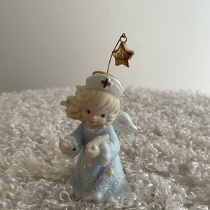 Vintage 1996 Enesco Heavenly Kingdom Shimmer Stone Porcelain Angel Nurse